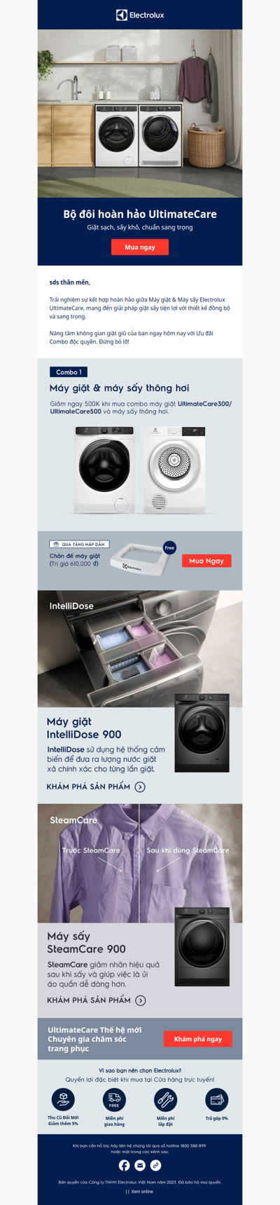 Tiết kiệm hơn với combo máy giặt & máy sấy Electrolux - Mua ngay hôm nay!