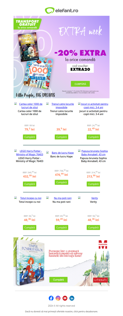 Săptămâna Reducerilor: Extra 20% și Transport Gratuit 🛒