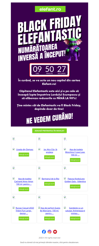 ⏰Ti-ai pus alarma? La ora 18:00 Capitanul Elefantastic eliberează reducerile.