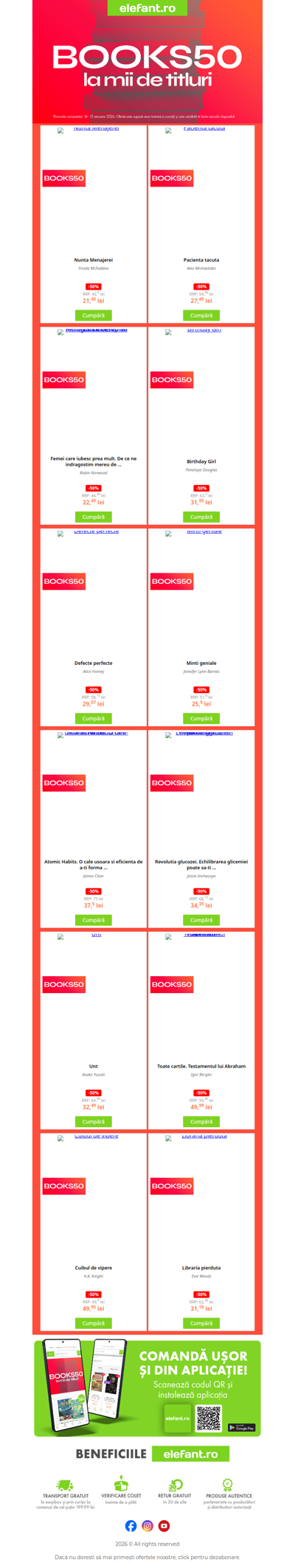 📕 Hei, iubitorule de cărți! A început 𝐁𝐎𝐎𝐊𝐒𝟓𝟎 cu -50% la mii de titluri!