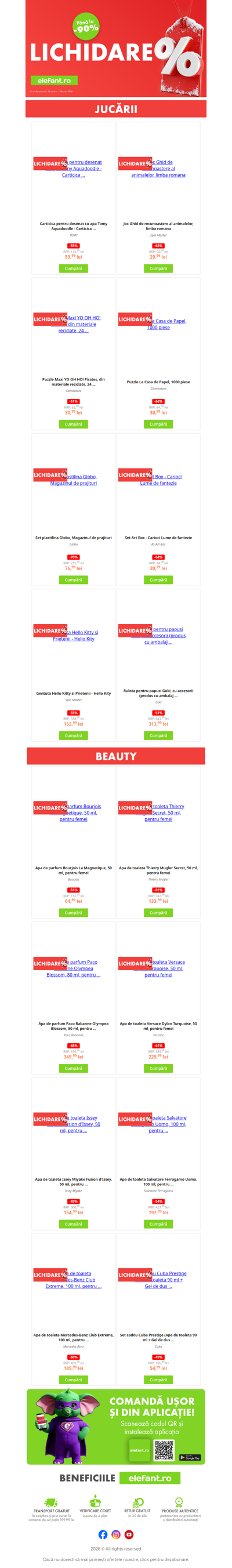 Lichidare de iarnă: beauty & jucării cu reduceri de până la –90% 💄🧸