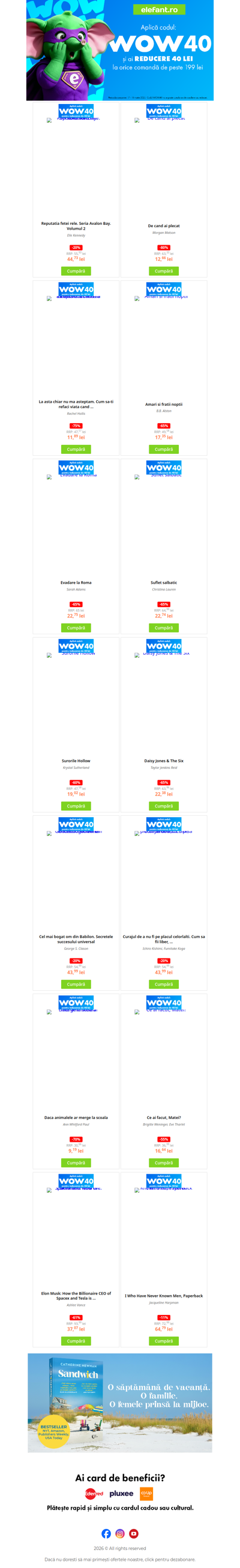 💸 Avem o veste WOW pentru tine: 40 lei reducere 😍