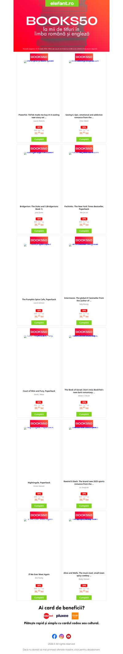 🔥 NOU 🔥 BOOKS50 la cărți în limba engleză 😍