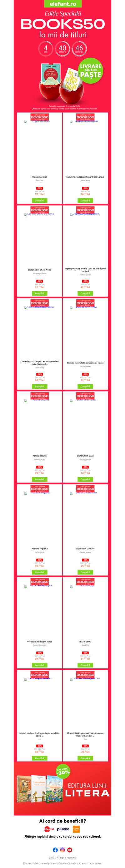 ⏰ Ultimele ore cu -50% reducere și livrare până de Paște 🚚🐣