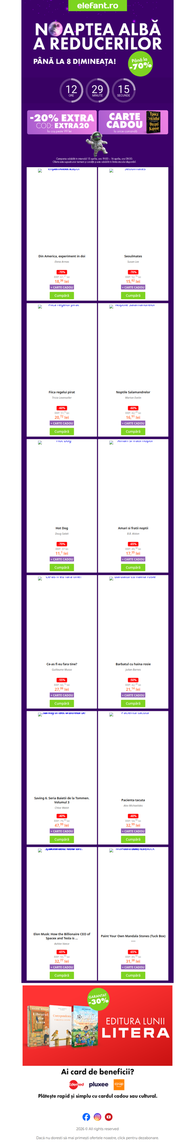 🌙 Noaptea Albă a Reducerilor e 🔴 LIVE: Carte CADOU la orice comandă! 🎁