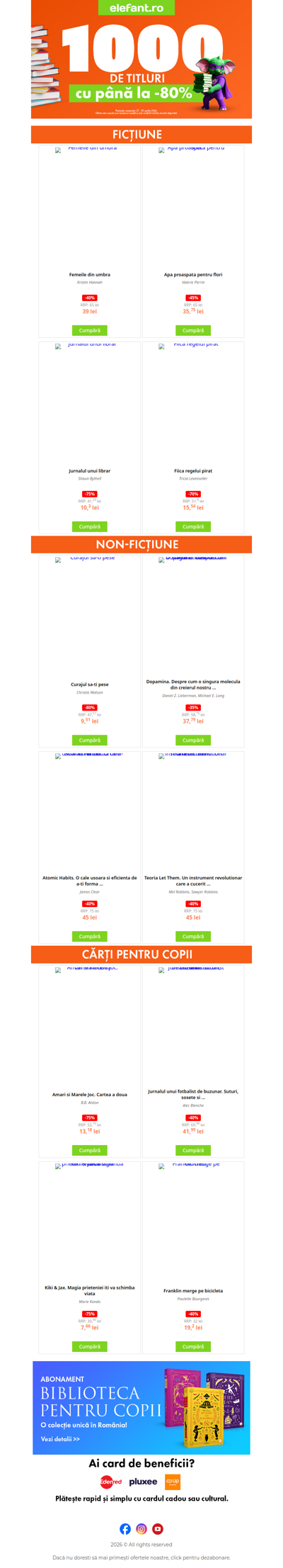 👉 De la ficțiune la non-ficțiune, până la -80% reducere!