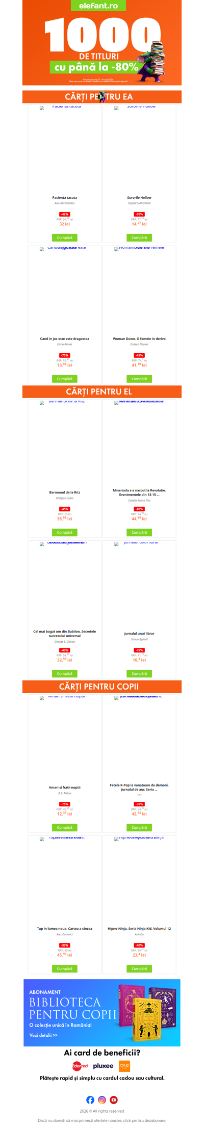 📖 Cărți alese, acum cu până la -80% reducere!