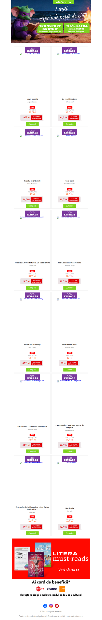 -25% EXTRA la ficțiune + Transport Gratuit 🚚