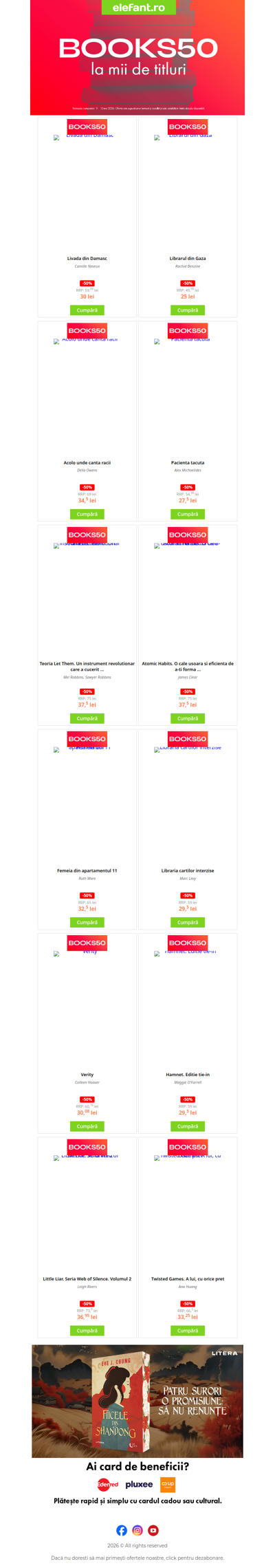 📕 A început 𝐁𝐎𝐎𝐊𝐒𝟓𝟎 cu -50% reducere la mii de titluri!