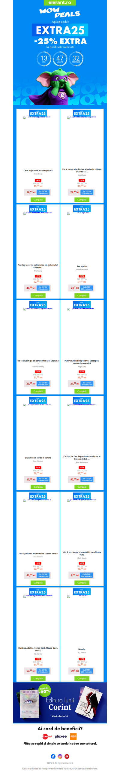 ⏰ Doar azi: -25% EXTRA reducere folosind codul: EXTRA25