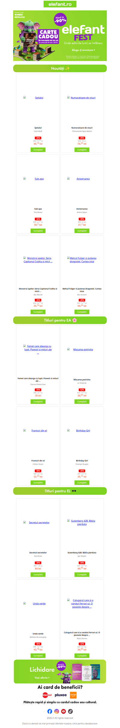 ⚡ Reduceri de până la -90% și carte Cadou 😍