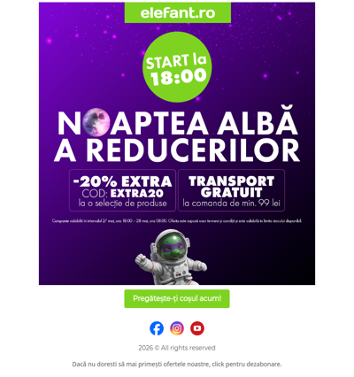 ❗Pregătește-ți coșul! La ora 18:00 începe Noaptea Albă a Reducerilor! 🌕