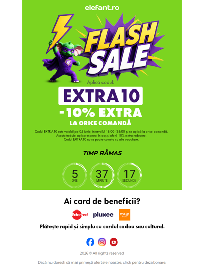 ⚡ Flash Sale: -10% EXTRA la orice comandă