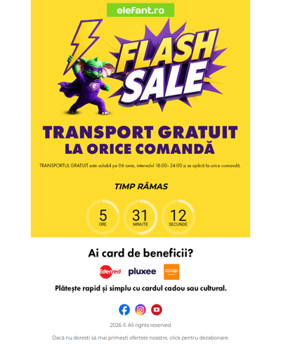 🚚 Transport gratuit la orice comandă până la miezul nopții ⏰