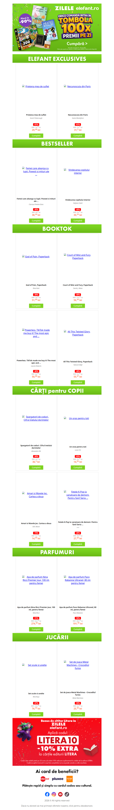 ✨ 100 de premii pe zi te așteaptă la Zilele elefant.ro!