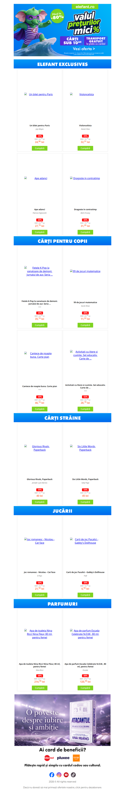 ⚡ Reduceri de până la 80% și Transport gratuit la plata cu cardul 🚚