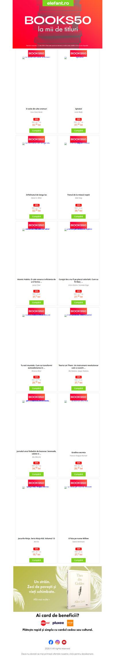📕 A început 𝐁𝐎𝐎𝐊𝐒𝟓𝟎 cu 50% reducere la mii de titluri 📚