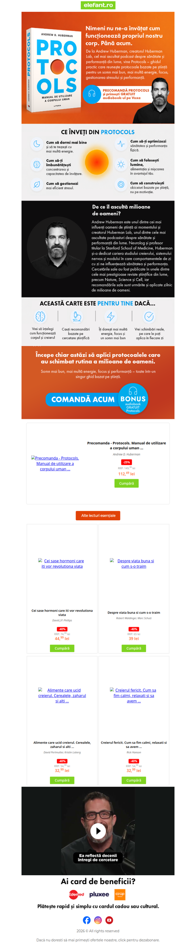 🧠 Andrew Huberman, creatorul celui mai ascultat podcast despre sănătate, lansează Protocols