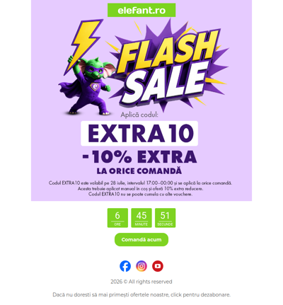 ⚡ Flash Sale: -10% EXTRA la orice comandă