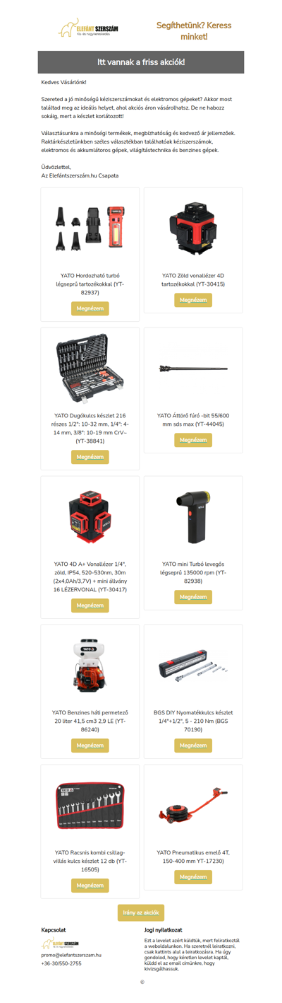 Akciós kéziszerszámok és elektromos gépek - korlátozott készlet