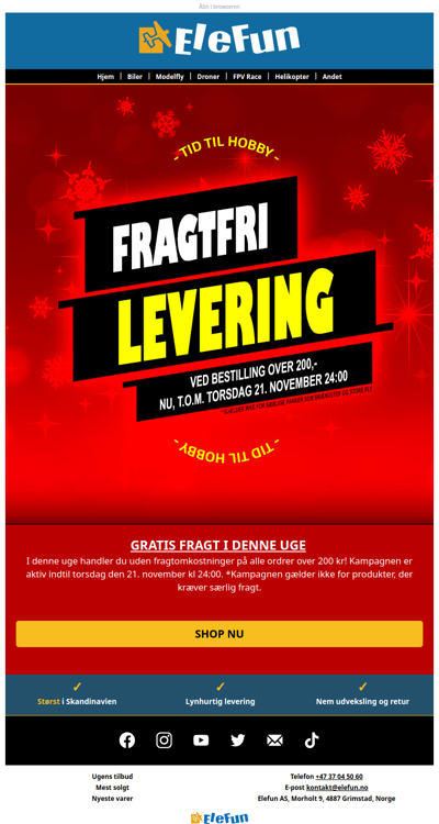 Nu! 🎁 Shop med gratis fragt på elefun.dk