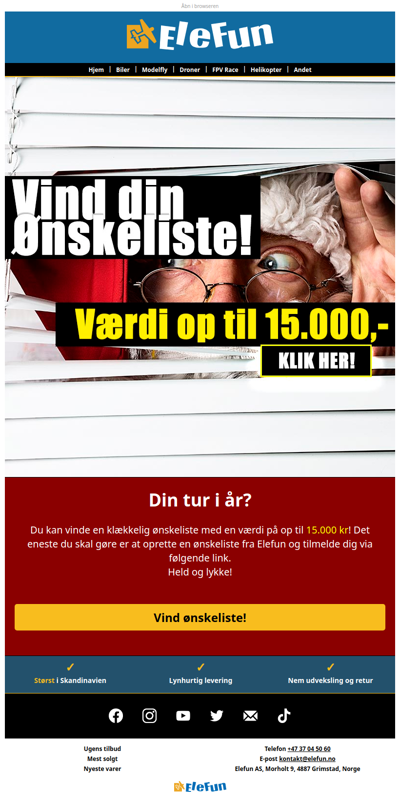 Vind ønskeliste til 25.000 hos Elefun 🎅🎁