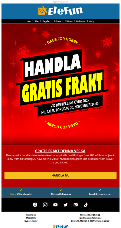 Nu! 🎁 Handla med fri frakt på elefun.se