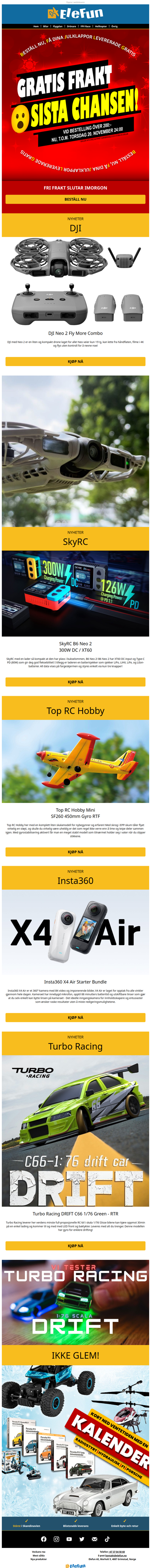 😮 Fraktfritt avsluttes straks!