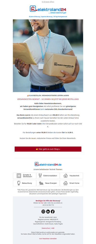 Jetzt günstiger bestellen: Neue, attraktive Versandpreise!