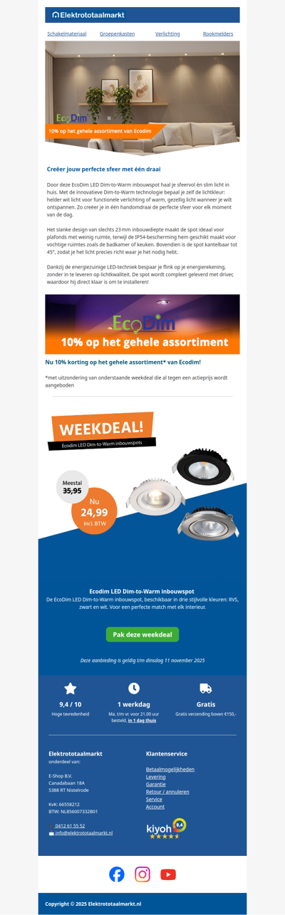 Nu EcoDim dim-to-warm spots extra voordelig!