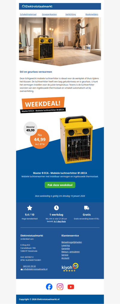 Nu Master B ECA mobiele luchtverhitter extra voordelig!