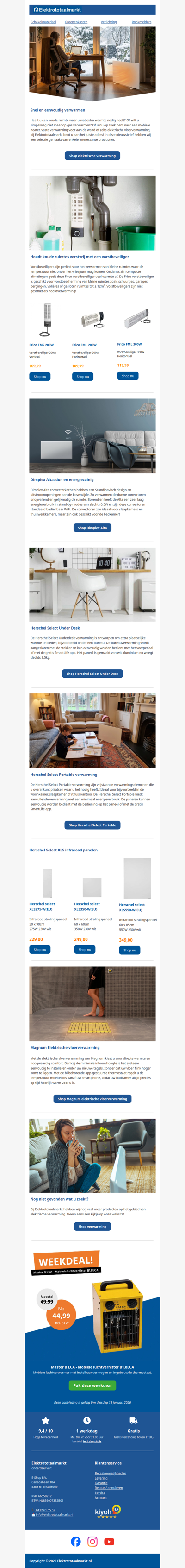 Comfortabel en snel verwarmen zonder gas