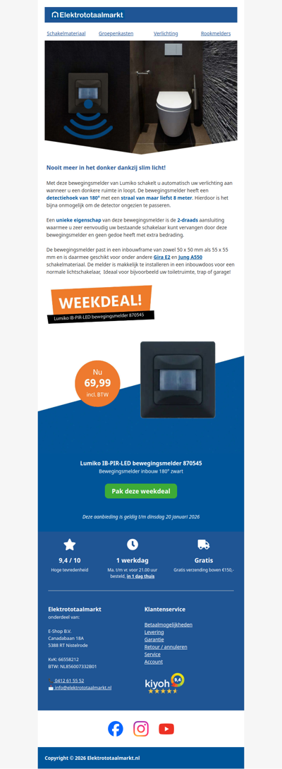 Nu Lumiko inbouw bewegingsmelder extra voordelig!