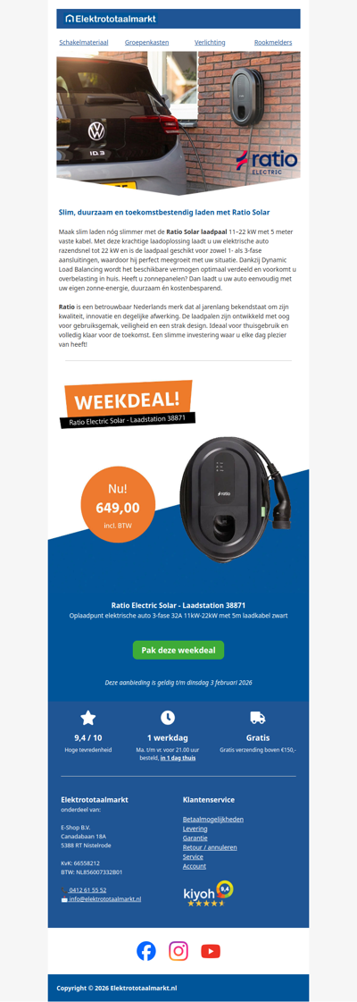 Ratio Solar laadstation - profiteer deze week nog!