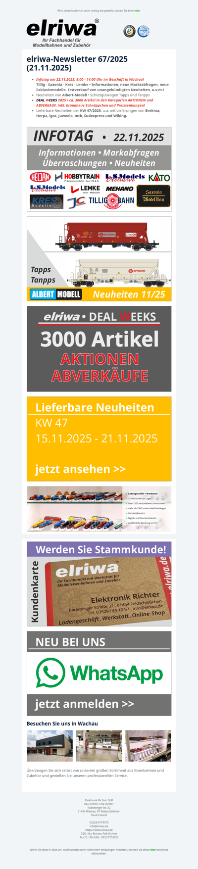 67/2025 - Infotag am 22.11.2025 - exklusive Ankündigungen, Neuheiten von Albert-Modell