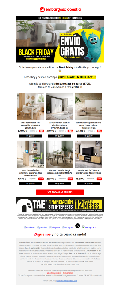 Envío gratis en toda la web + Black Friday 🚀