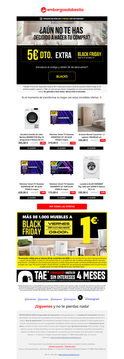 Cupón -5€ exclusivo Black Friday 💵