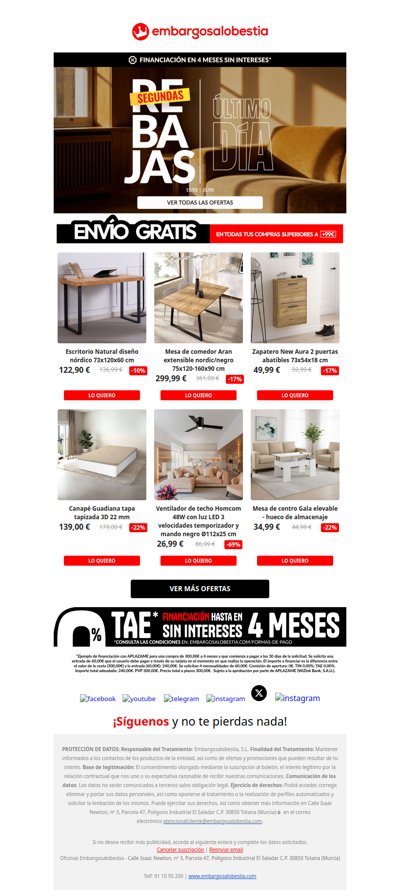 ⏳ ¡SÓLO HOY! Terminan las rebajas a las 00:00h. ¿Te lo vas a perder?