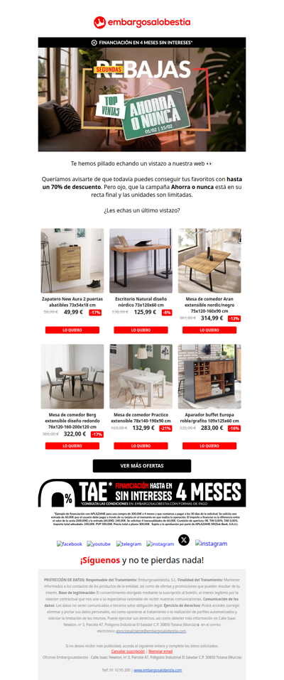 Te hemos guardado estas ofertas en REBAJAS 😉