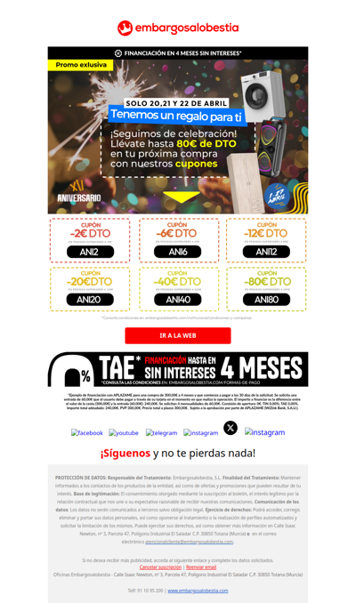 Hasta 80€ DE DESCUENTO EXTRA en tu próxima compra 💸