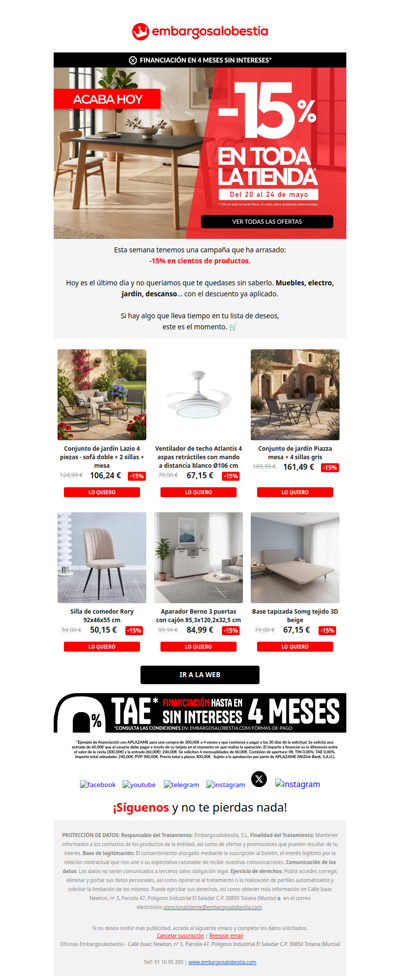 💸 ¡Descuento del 15% en todo*! SOLO HOY