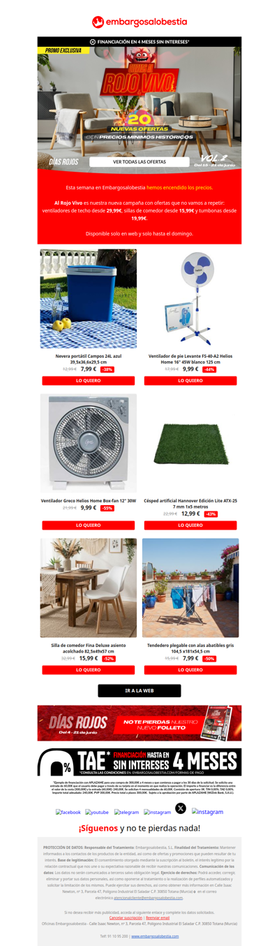 🔴 Al Rojo Vivo: ventiladores desde 29,99€, sillas desde 15,99€...