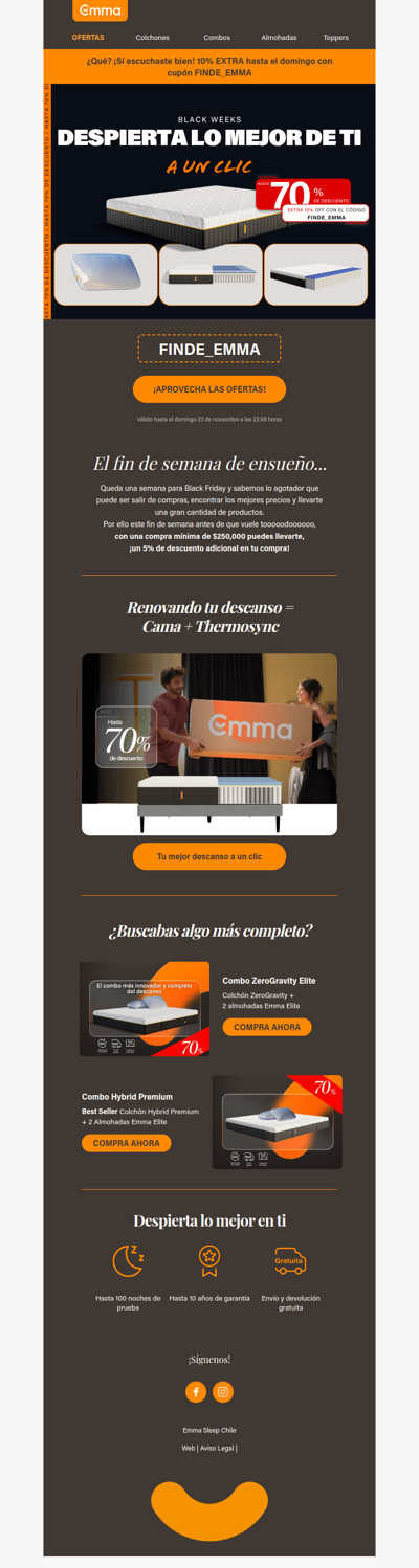 🛏️ ¡Fin de semana de compras Emma!🎉