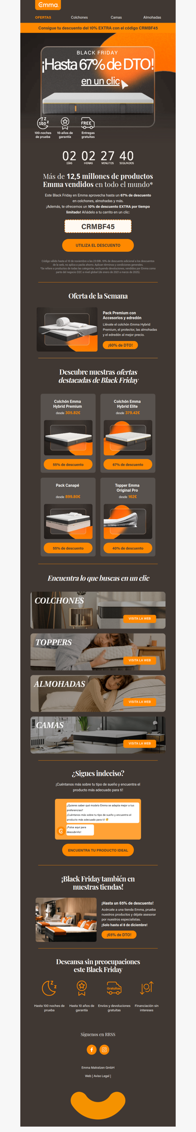 Ya está aquí el Black Friday de Emma, ¡Hasta un 67% de DTO!