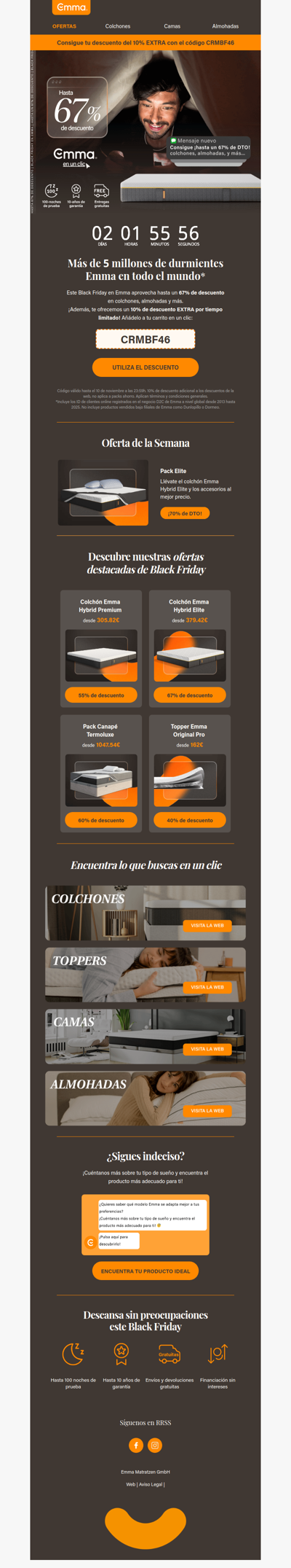 Ya está aquí el Black Friday de Emma, ¡Hasta un 67% de DTO!