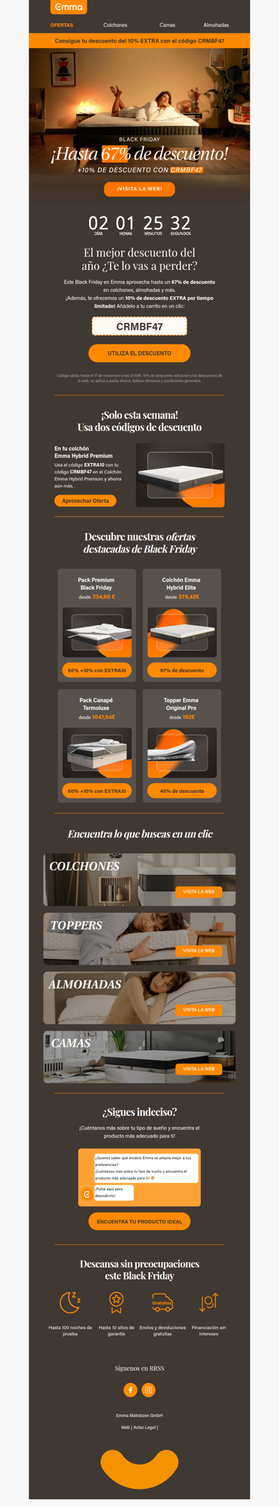 Triple descuento ¡solo esta semana en el Colchón Emma Hybrid Premium!