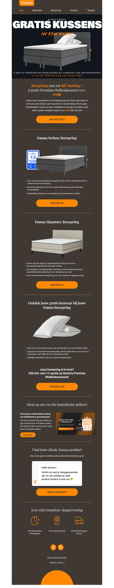 🖤2 Gratis kussens!🖤+ Tot 50% korting op Emma Boxsprings