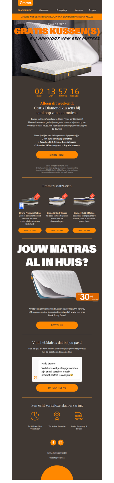🖤Gratis kussens bij alle Emma Matrassen + tot 50% korting!🖤