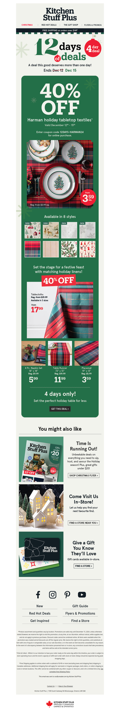 4 Days Only | 40% Off Holiday Textiles