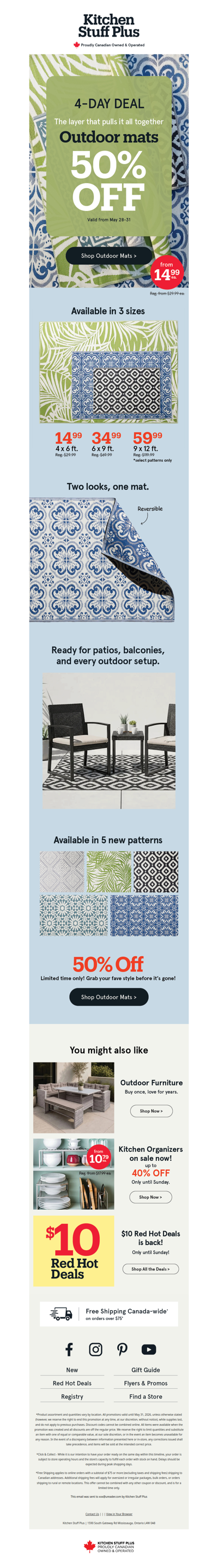 STARTS NOW:  50% OFF Outdoor Mats
